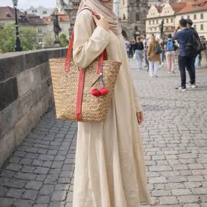 Tas anyaman purun tali merah