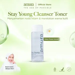 Amura Stay Young Cleanser Toner 100ml | Melembabkan Wajah Menyamarkan Tanda Penuaan Meredakan Kulit Kemerahan Memperkuat Skin Barrier Menghidrasi Wajah Anti Aging with Niacinamide Peptide