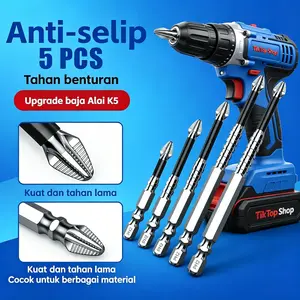 Set Bit Obeng Magnetik Anti-Slip untuk Perkakas Keras Set 5pcs Mata Obeng PH2 Anti Selip Magnetis Baja K5 Tahan Benturan Anti Licin Saat Memutar Sekrup, Cocok untuk Bor Impact & Alat Tangan Pekerjaan Harian