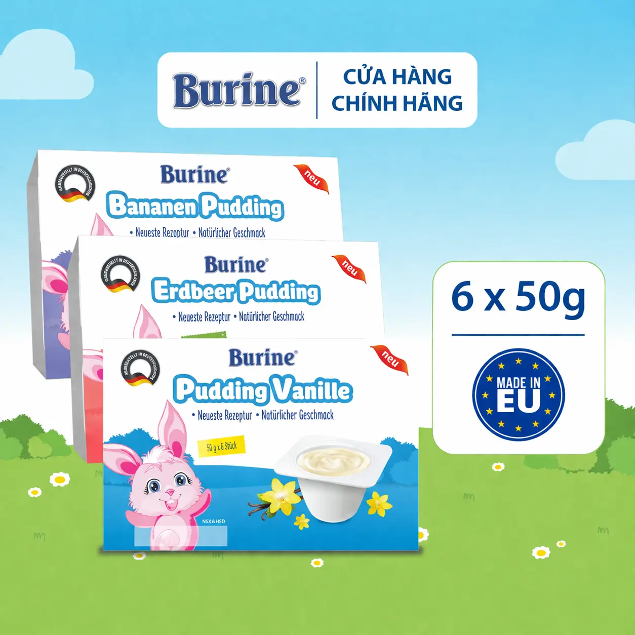 Pudding Burine Bổ Sung Dinh Dưỡng Dành Cho Bé Từ 6 tháng ( 6 hũ x 50g)