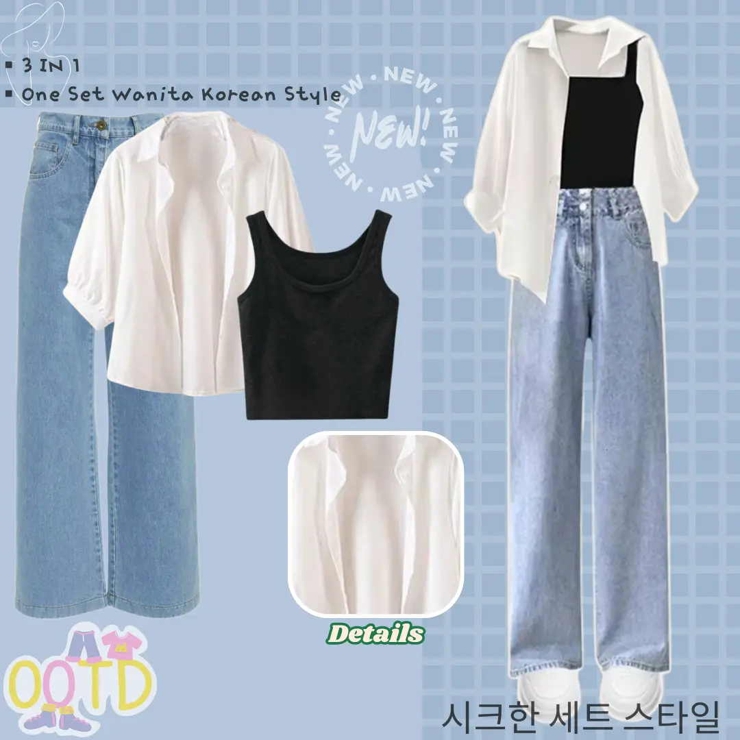 3 IN 1 (Blouse Kemeja+Tanktop+Celana)