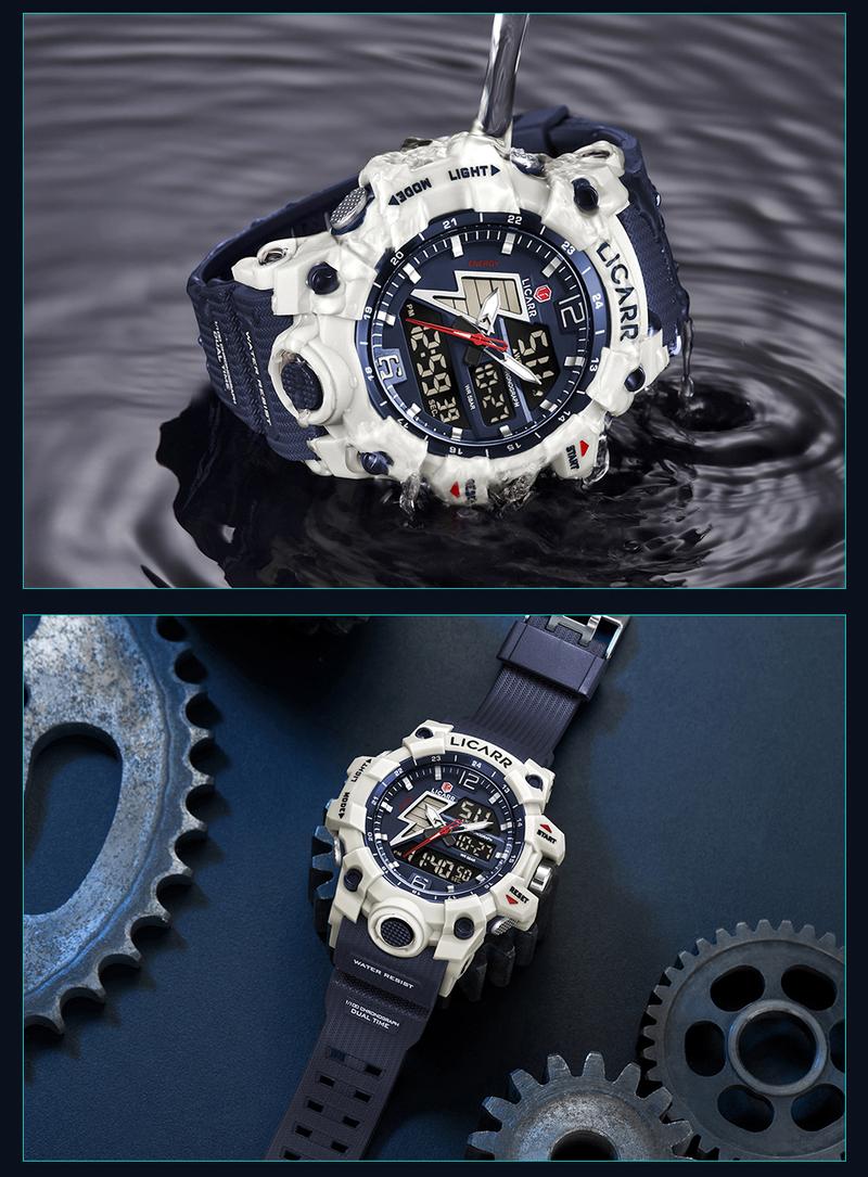 Product Introduction of LICARR Jam Tangan Pria Olahraga Analog-Digital Fashion Tahan Air Santai Kuarsa Jam Tangan Cowok Original Merek Stopwatch 9528 47