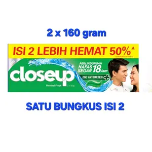 CloseUp pasta gigi isi 2x160 Dan 2x110 g, Mulut Penyegar