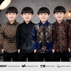 Kemeja Batik Anak Laki-Laki Lengan Panjang Usia 2-13 Tahun Satu-Satunya di Amerika