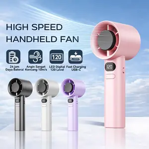 COD 2026 Kipas Angin Mini Portable Genggam - Kuat Angin Kecil dengan Tali Gantungan untuk Anak Sekolah Murah tahan lama 24 jam usb 15000RPM 120 gear wind hight-speed kipas angin digital display adjustable fan