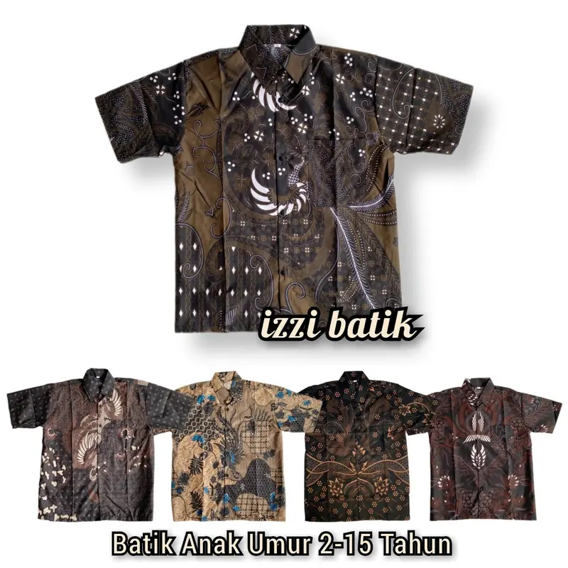 Batik Anak Laki Laki Premium Lengan Pendek Kemeja Sekolah Baju Terbaru Cowok TK SD 2-13 Tahun 0