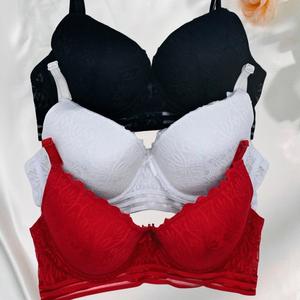 BR6025 B Y C *3 Brasieres de Encaje con Detalle de Transparencia en 3 colores diferentes