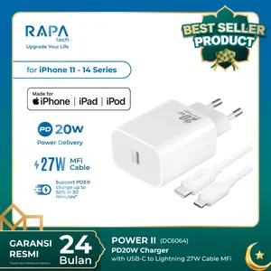 RAPA tech Power II Charger for Iphone X 11 12 13 14 15 16 17 PD20W /35W /45W MFi Certified+AVS Technology+GaN 3.0 Charger for iPhone Fast Charging