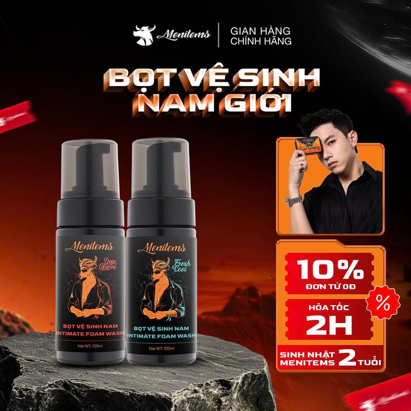 [ĐỘC QUYỀN LIVE] Bọt vệ sinh nam giới Menitems - Chai vệ sinh nam tạo bọt 100ml, hỗ trợ làm sạch dịu nhẹ, loại bỏ vi khuẩn và nấm ngứa