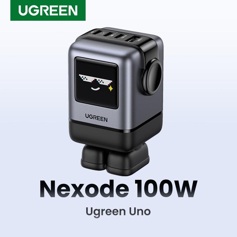 Bộ sạc GaN Uno, UGREEN, 100W, Type C PD, USB 4 cổng, Sạc nhanh Robot Nhỏ Tương thích với iPhone 16, 15, pro max, SAMSUNG S24 Ultra