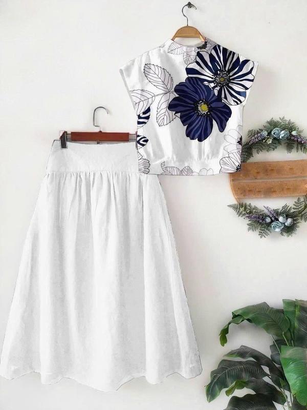Set Váy Nữ Mùa Hè, Áo Tay Hến, Chân Váy Suông, Áo Mango, Váy Đũi, Không Nhăn, Top Women, set đồ đẹp , sét váy xinh MãQP97