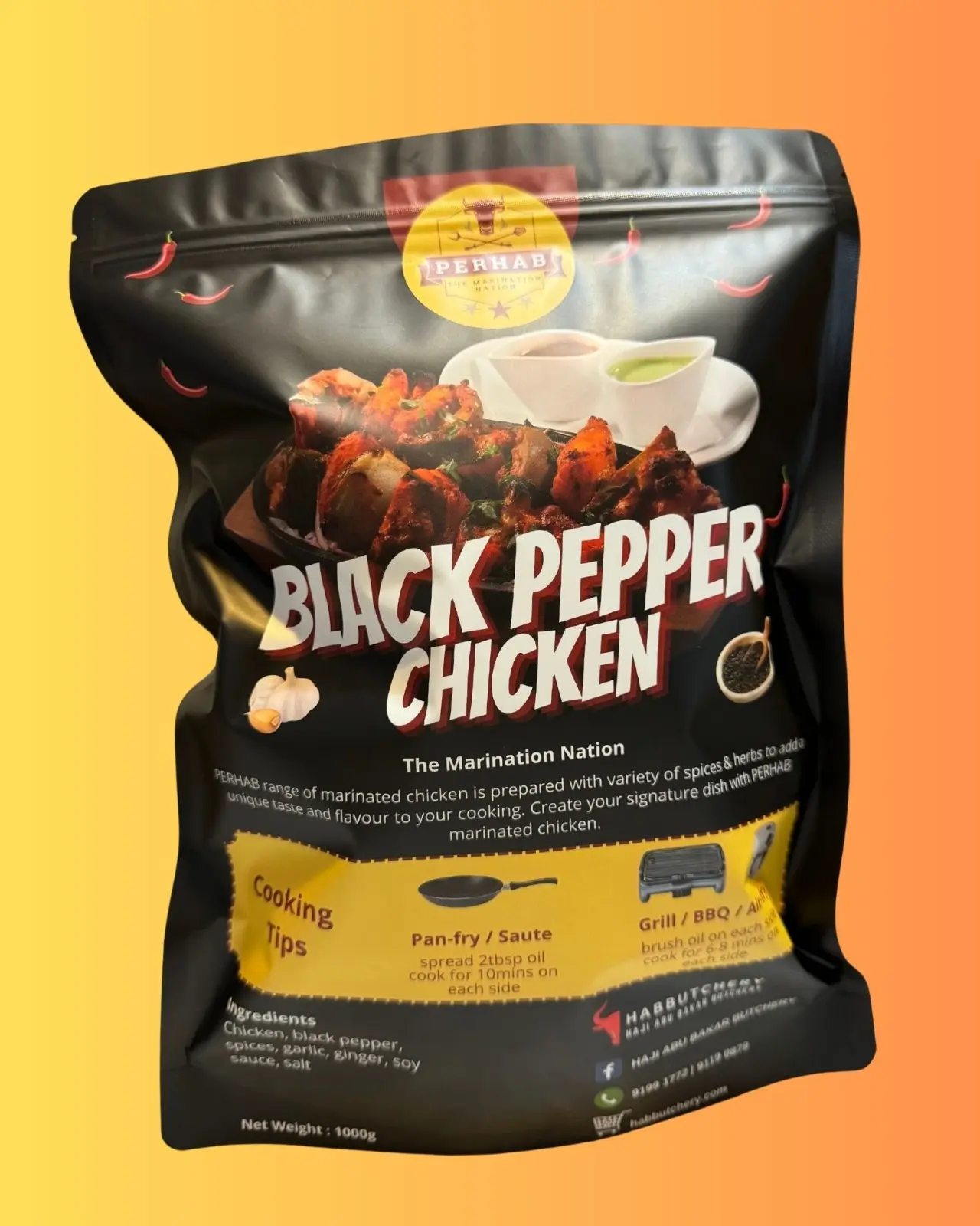 1000g of marinated blackpepper chicken breast