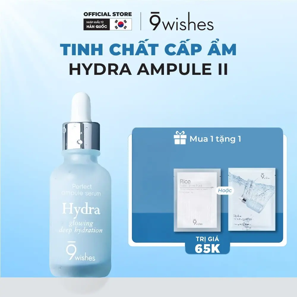 [Qùa tặng 1 mask] Tinh chất dưỡng ẩm 9Wishes Hydra Skin Ampule II 30ml