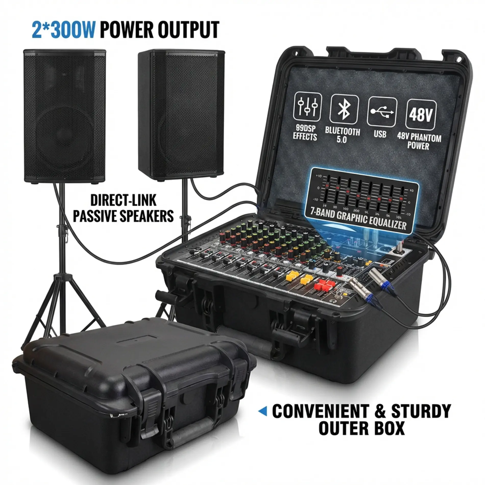 Mixer Audio PK8 Suara Jernih Banget dengan 99DSP Efek & 7Band EQ Tidak Pecah Sampai Volume Tinggi untuk Kualitas Suara Stabil - Amplifier