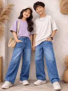 Celana Jeans Gombrong Lebar Anak Unisex 8-14 Tahun / Celana Jeans Anak Taggung Unisex Skena