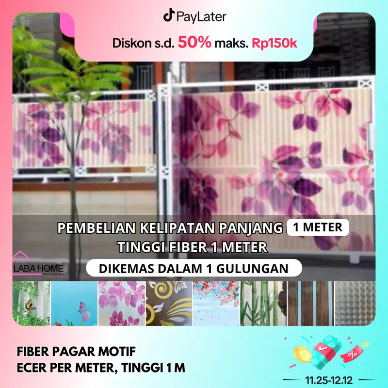 Fiber Penutup Pagar Motif Meteran Permeter, Tinggi Fiber 1 Meter Tebal 0,6mm 0,7mm 7