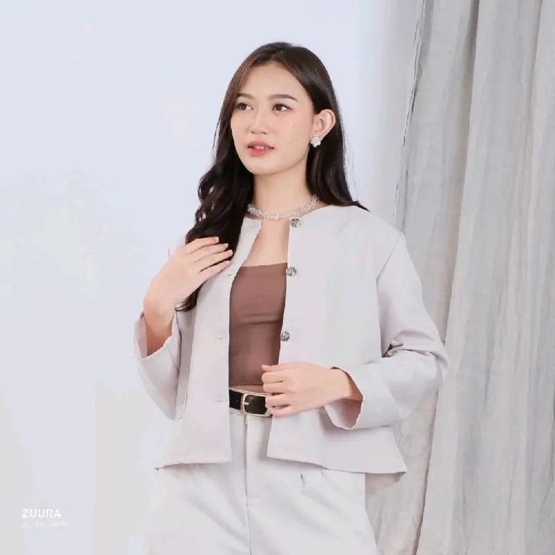Crop Blazer Korean Style – Cardigan Outer Atasan Wanita | Premium Semi Wool Casual & Semi Formal Stylish 3