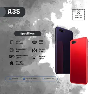 Smartphone A3S RAM 6GB Memori 128GB Kamera 13MP+8MP Layar 6.2 Inci Garansi 1 Tahun Chipset Snapdragon 450