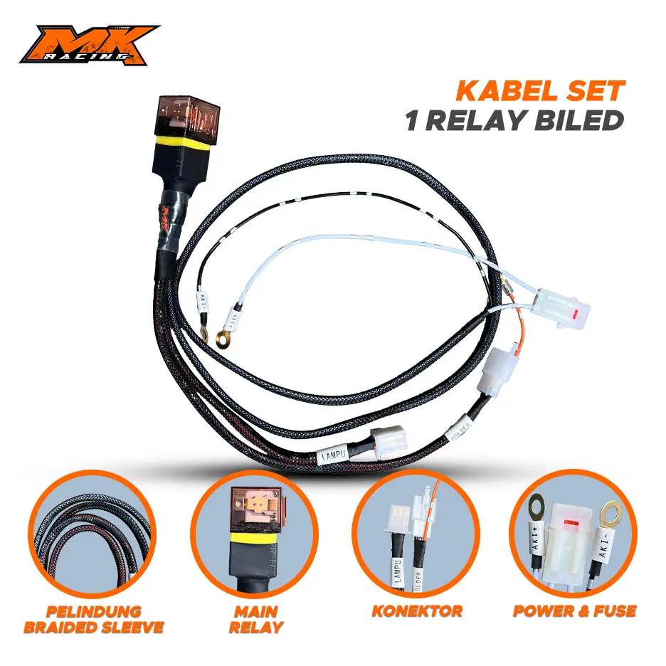 MK Racing Kabel Set Relay Biled AES/CLG/Universal H4, Single/Doble Biled Motorcycle Motorcycle