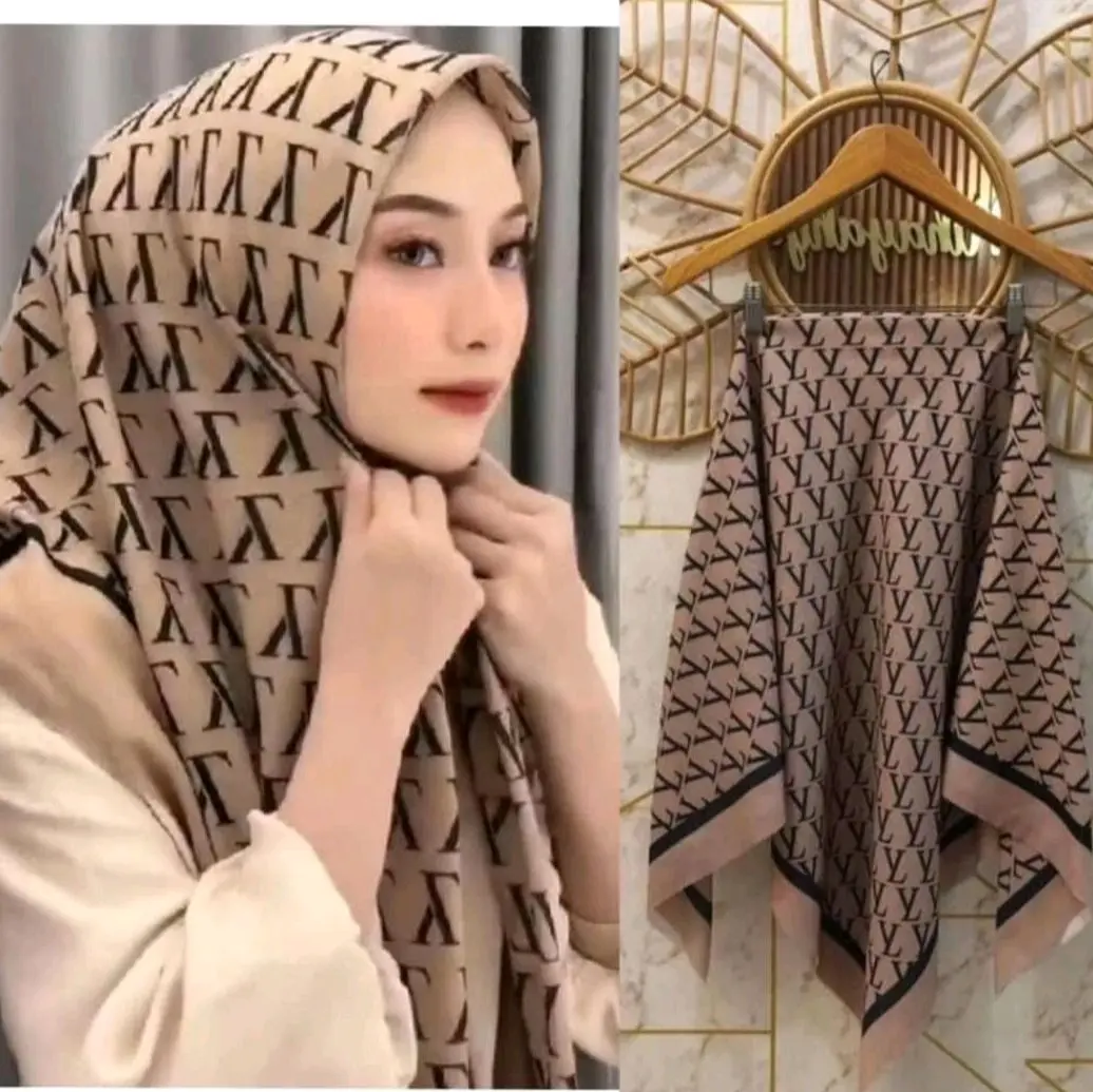 Hijab Segi4 Voal Motif Premium Promo Spesial - Muslim Square Kerudung Cantik Nyaman