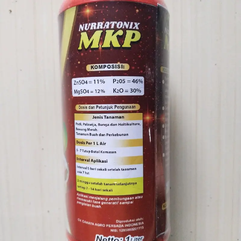 MKP Nurratonix New 1 Liter Pupuk Cair untuk merangsang bunga & mencegah kerontokan bunga bakal buah, Pengisian dan pembesaran umbi dan buah dan gabah padi#kalium#MKP Tanaman 3