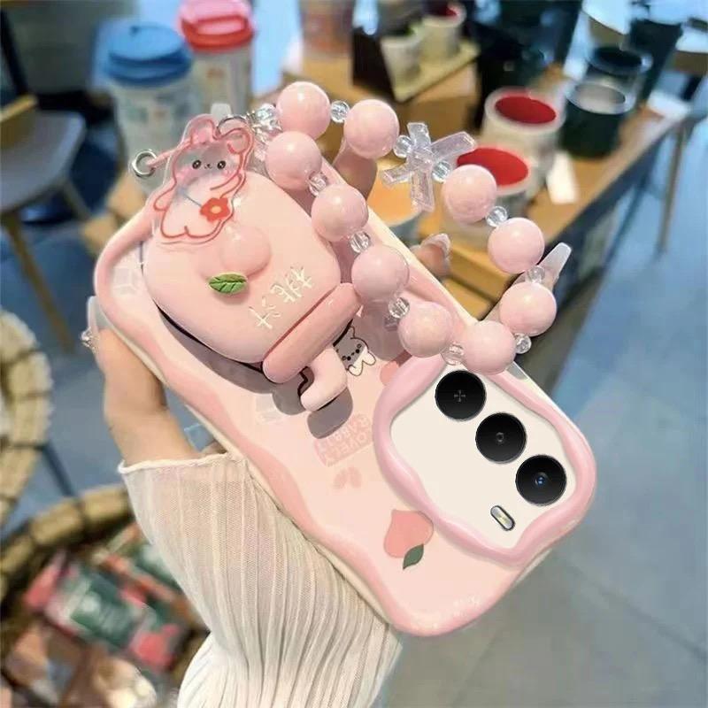 เหมาะสำหรับเคสโทรศัพท์ Reame C71/C75/C73, Realme 14X/C75X/NARZO80Lite ขาตั้งผลไม้สนุกสนาน เคสซิลิโคน