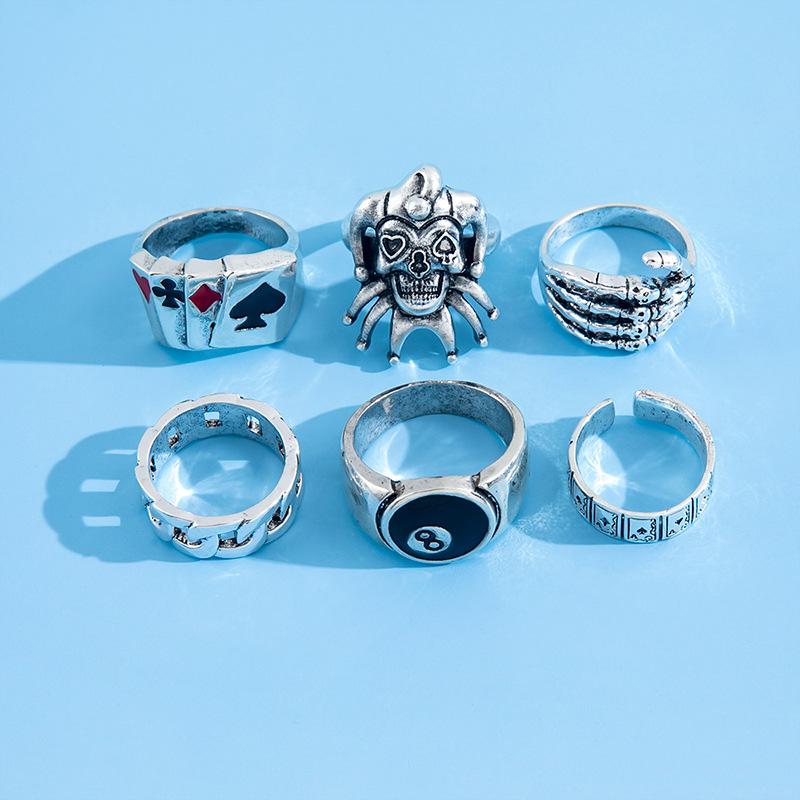 Product Introduction of 【Sktlz】5/6/7/9PCS-Creative Simple Personality Women Ring Set Spider Snake Shape Geometric Love Spade Butterfly 15