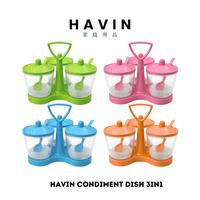 Gambar HAVIN Condiment Dish 3in1 Tempat Wadah Bumbu Sambal Saus Gula Garam dengan Sendok - MN dari manolistore Kota Surabaya 1 Tokopedia