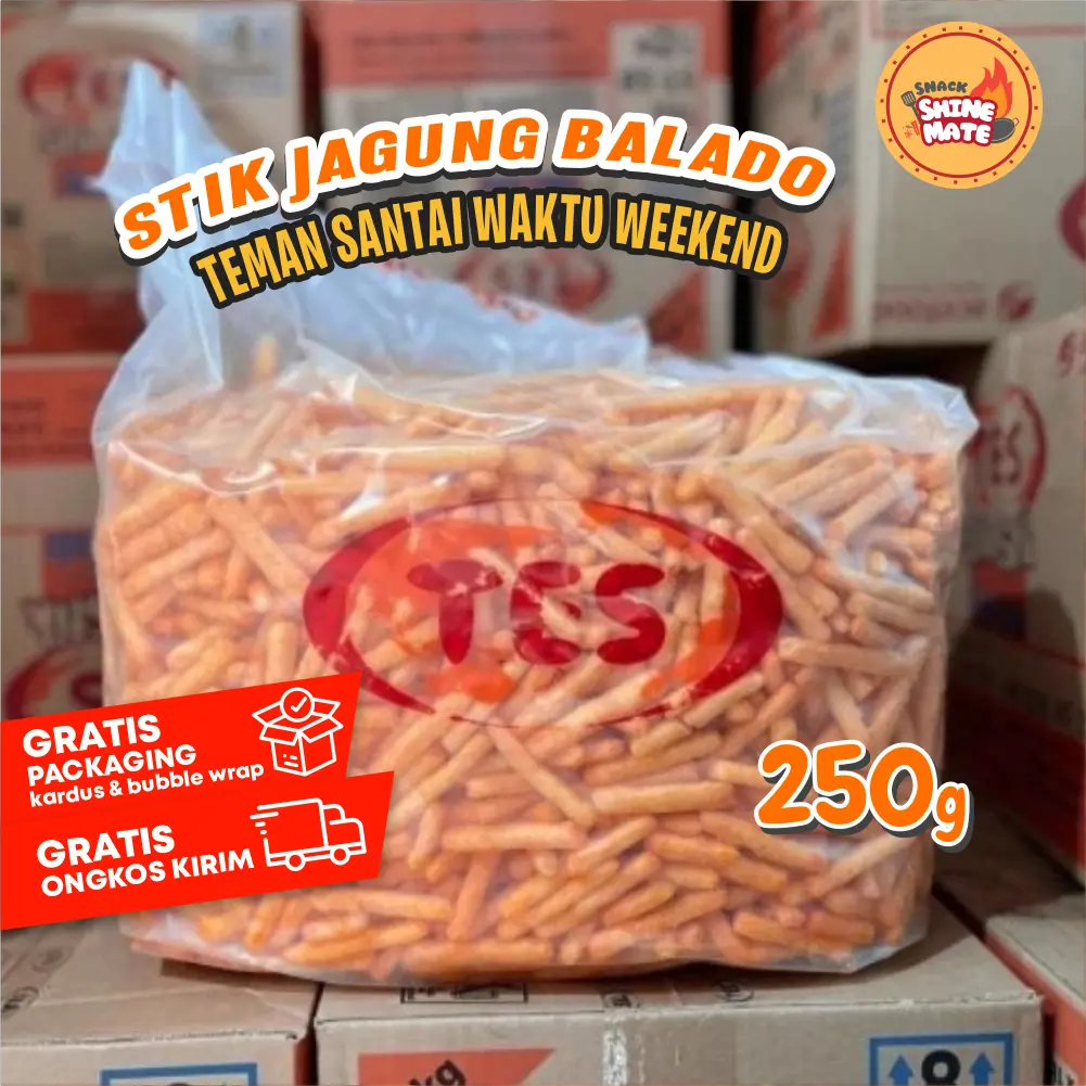 Tes Stik Balado 500Gram | Stik Jagung Balado 500gram | Stick Tes Jagung Balado 500gram Snack Camilan