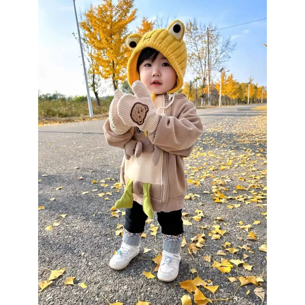 Frostipops - Sarung tangan anak perempuan dan laki laki / musim dingin motif bear garis lucu usia 1-4 tahun