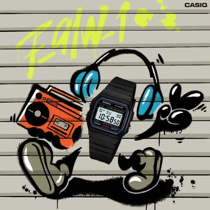 Casio General F-91W-1DG F-91W F-91 F91W F 91W Kaca Stopwatch 2