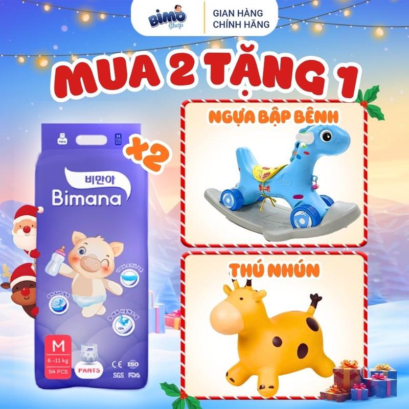   2BM   TẶNG THÚ NHÚN  NGỰA BẬP BÊNH  Combo 2 Bịch Tã  Bỉm BIMANA HÀN QUỐC Thấm Hút Nhanh Mỏng Nhẹ Êm Ái Cho Bé 