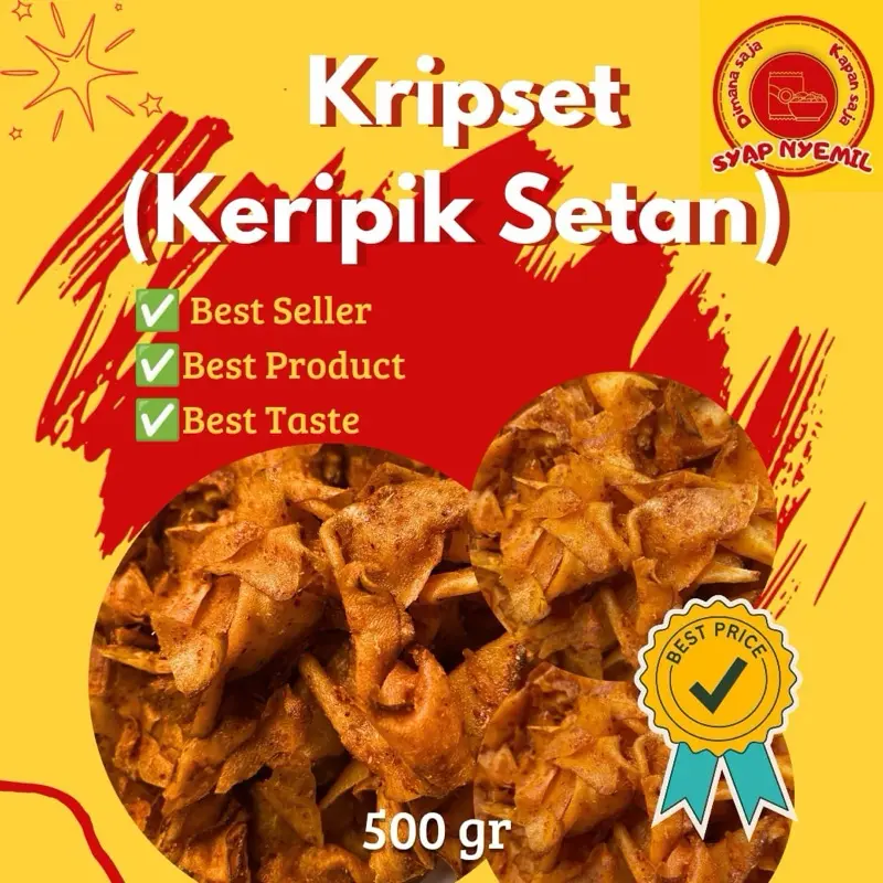 500gr - KRIPSET (keripik setan) KERIPIK SINGKONG PEDAS ASIN RENYAH GURIH