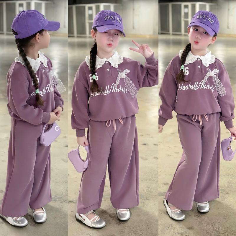 Đồ bộ bé gái Bộ thu đông bé gái Set bộ nỉ 2 da cổ ren đính nơ phối quần xuông phong cách tiểu thư cá tính bé đi học đi chơi đủ size 8-35kg <1m4