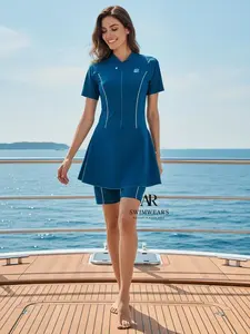 AR Swimwear Baju Renang DIVING ROK Tangan Pendek & Cup BH Lapisan Polos untuk Dewasa - DVRD-02 Celana Sport Wanita Elegan dengan Desain Kekinian dan Warna Cantik