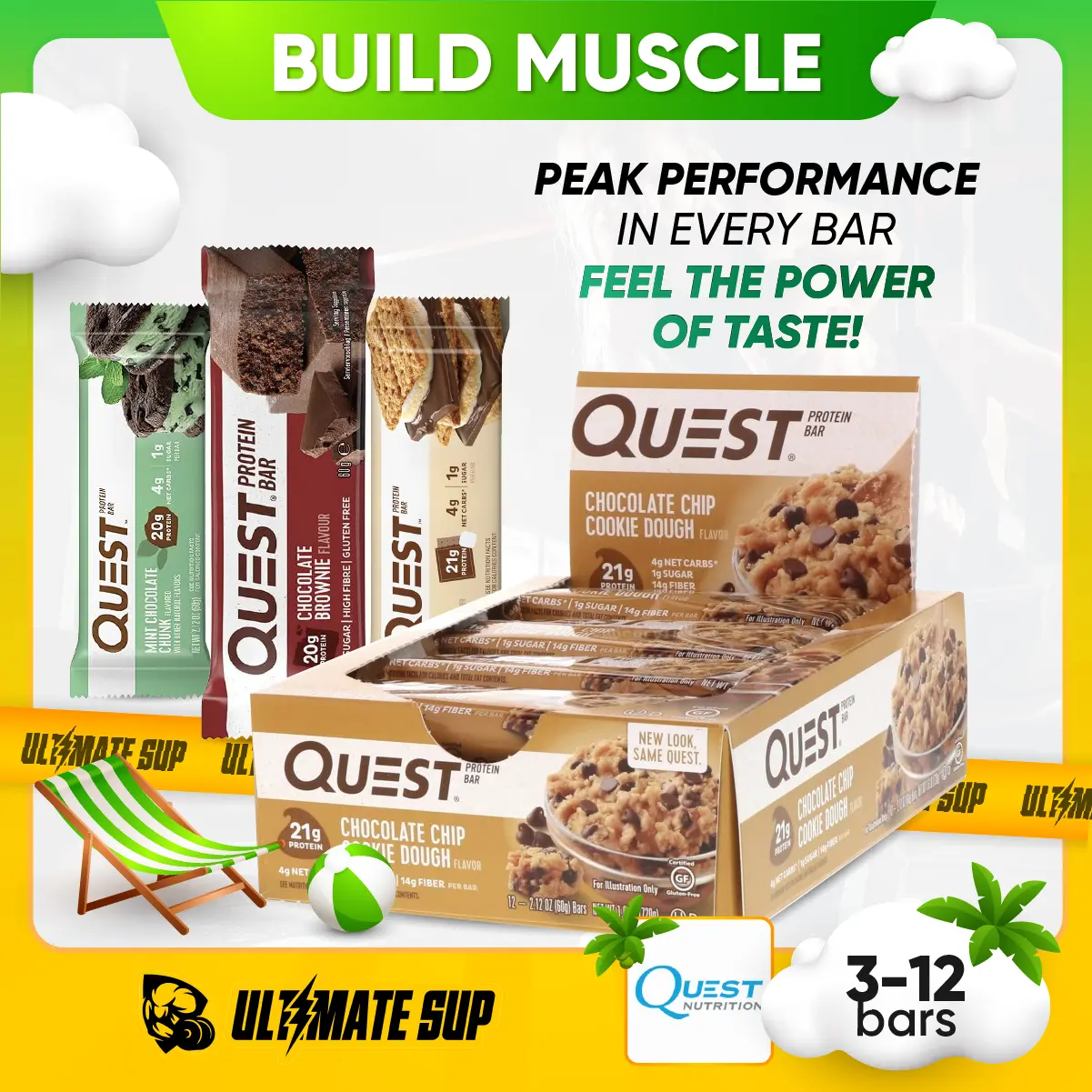 Quest Nutrition Protein Bar | Build Muscle  12 Bars - Ultimate Sup