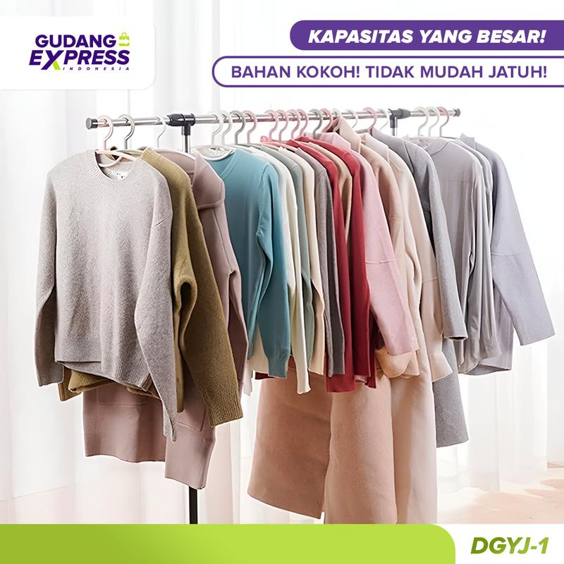 Product Introduction of GEI - Stand Hanger Single Praktis Gantungan Baju Stainless Steel Dengan Roda Untuk Gantungan Hijab, Mukena, Handuk, Baju, Kaos Bahan Pipa Stainless 7