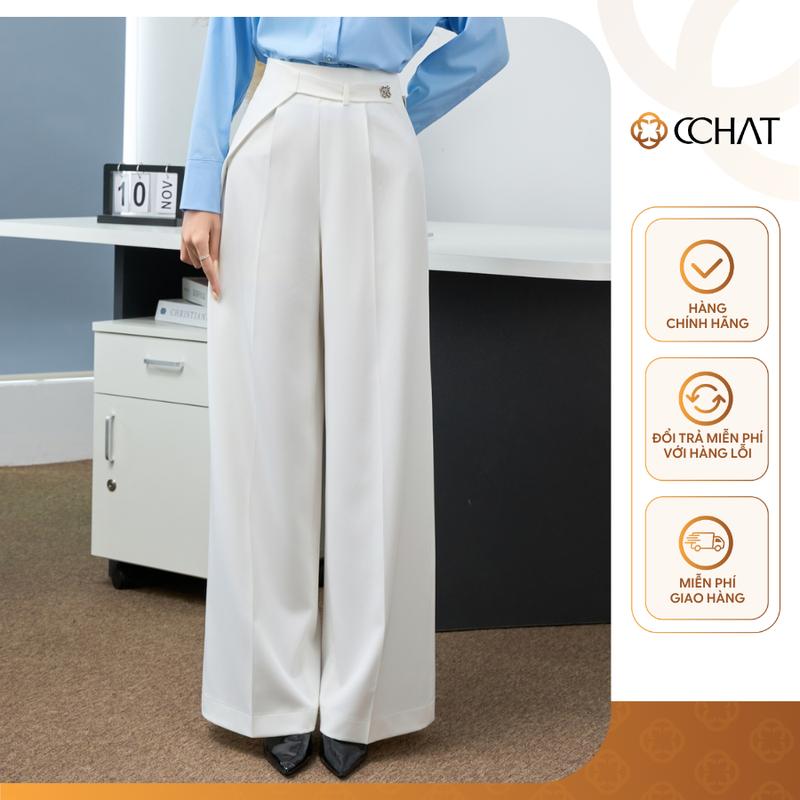 Quần Kiểu Nữ CCHAT Elan Dáng Suông Chiết Ly Chất Tuytsi 15QDS2075ST