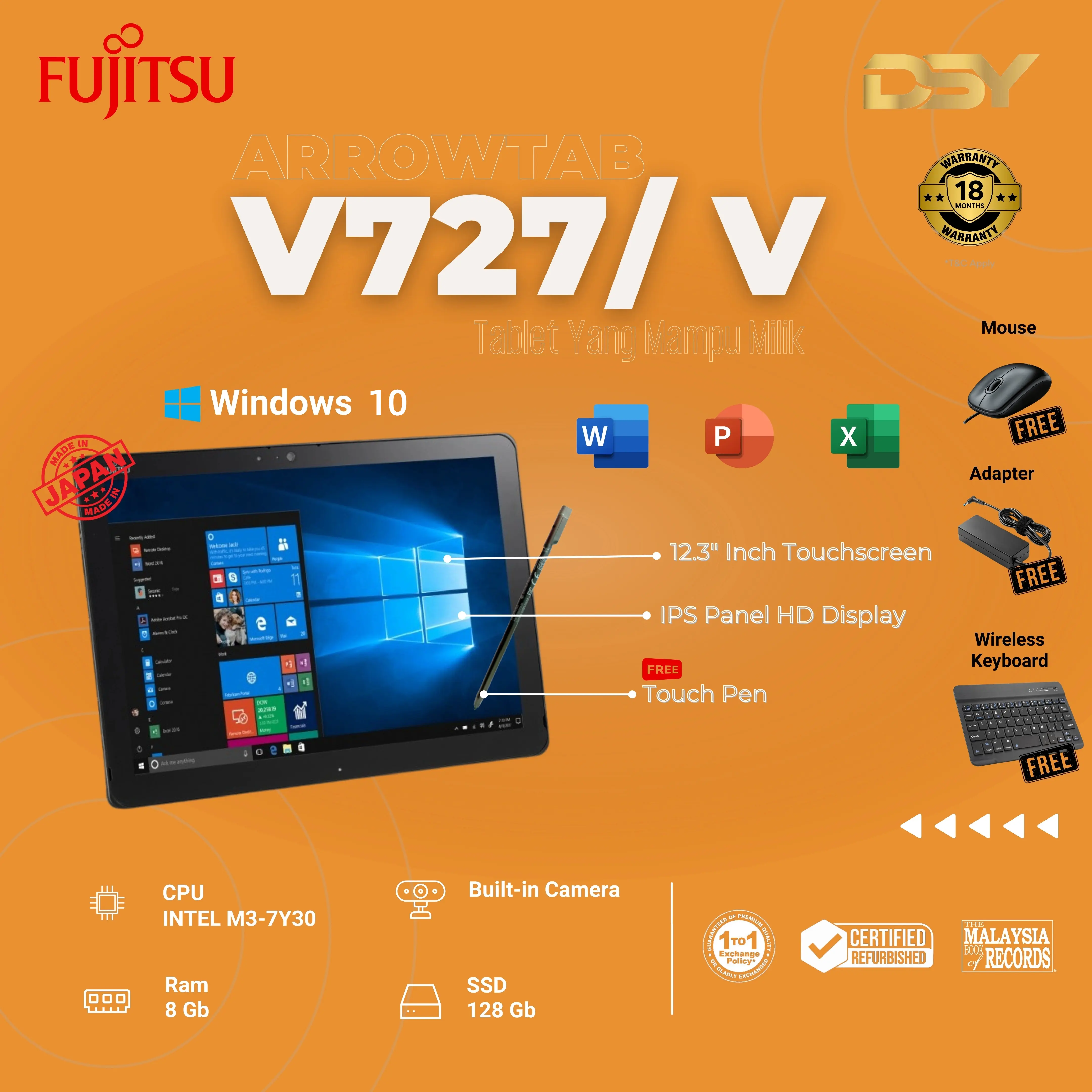 Refurbished (Warranty 18 Month) FUJITSU TABLET V727/V | FREE