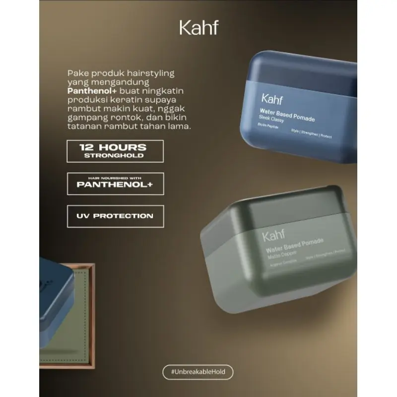 Kahf Water Based Pomade Matte Dapper Sleek Classy Pomade Anti RIbet Hair Styling Rambut Pria