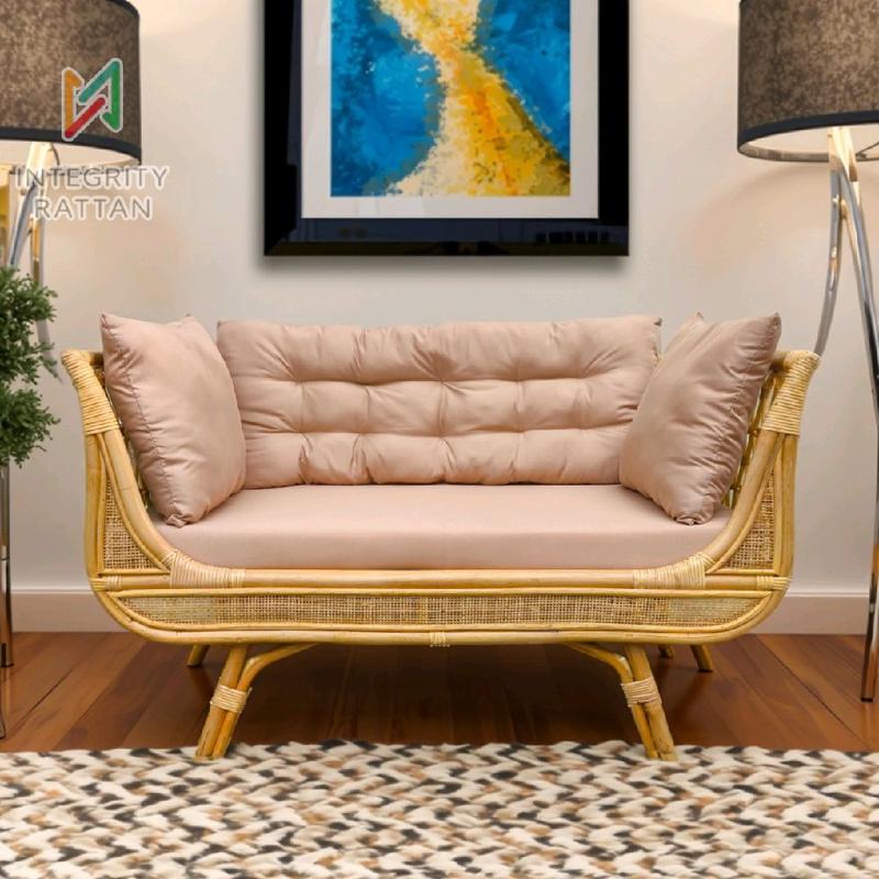 Sofa Bench Sandaran Bianca Rotan Asli Minimalis 2 Seater dengan Cushion ...