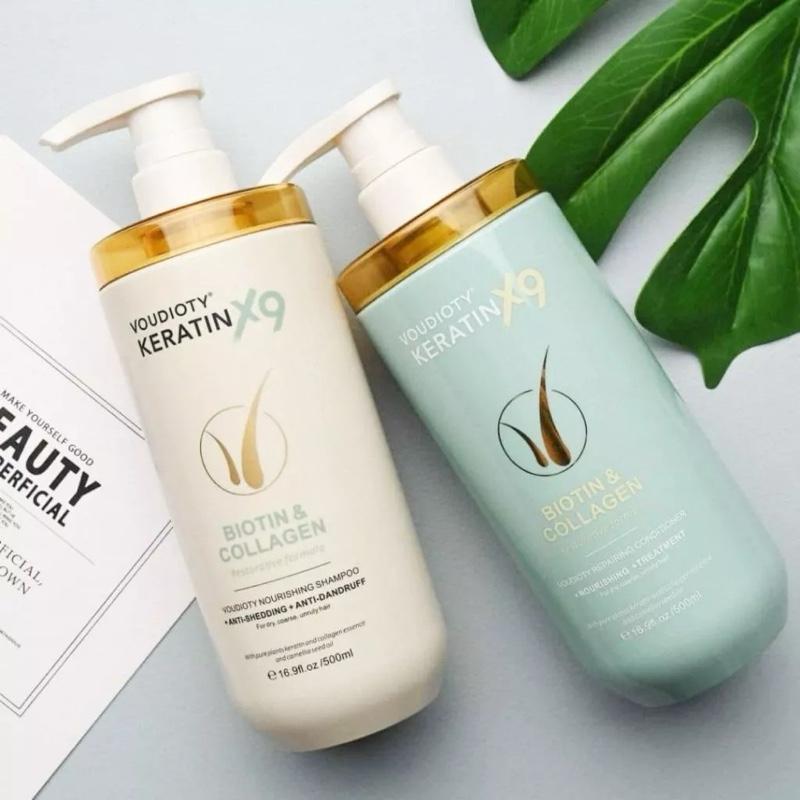 Cặp dầu gội xả bio.tin collagen keratin x9 dưỡng tóc dưỡng ẩm phục hồi tóc