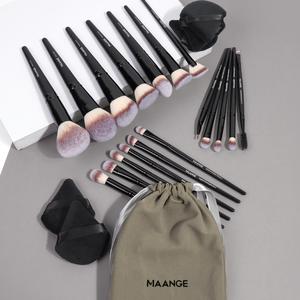 Set de Herramientas de Maquillaje y Cosméticos MAANGE, 18 piezas/set de Brochas de Maquillaje Profesionales & 1 Bolsa con Cordón & 5 Esponjas Triangulares, Ideal para Principiantes, Regalo del Día de San Valentín