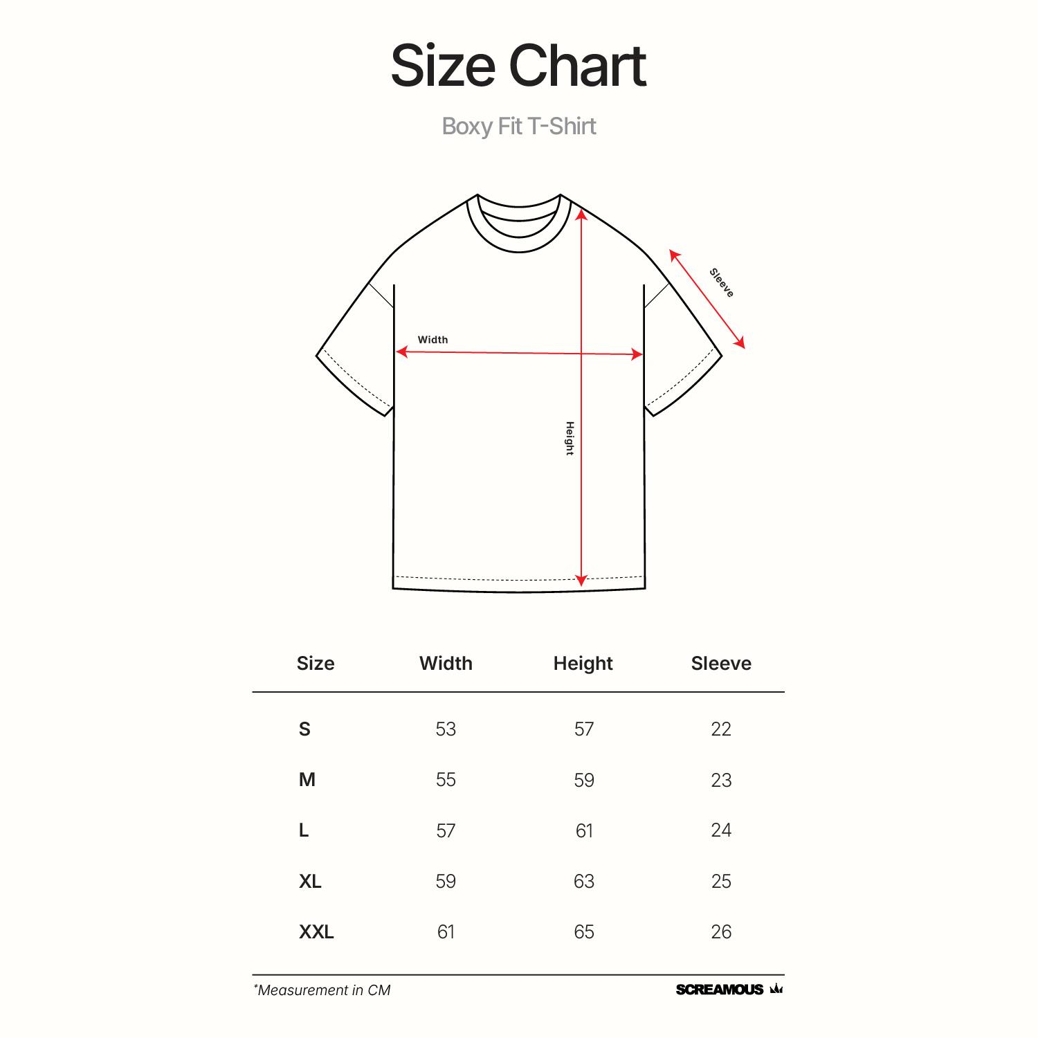 Screamous Kaos T-Shirt BOXY FIT 16s FIFTY FIVE and BEYOND TRAVELER