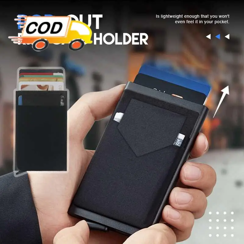 Dompet Kartu Pria Wanita Slim Slider Aluminium Aman Anti Pencurian RFID Cashless Kredit Card ATM KTP 0