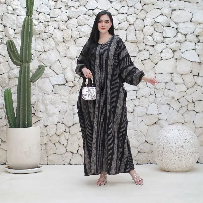 Kaftan Etnik Soraya Rayon Premium Tebal Busui Resleting Depan Jumbo Dress Wanita Panjang Nyaman Gamis Lembut Formal Muslim 0
