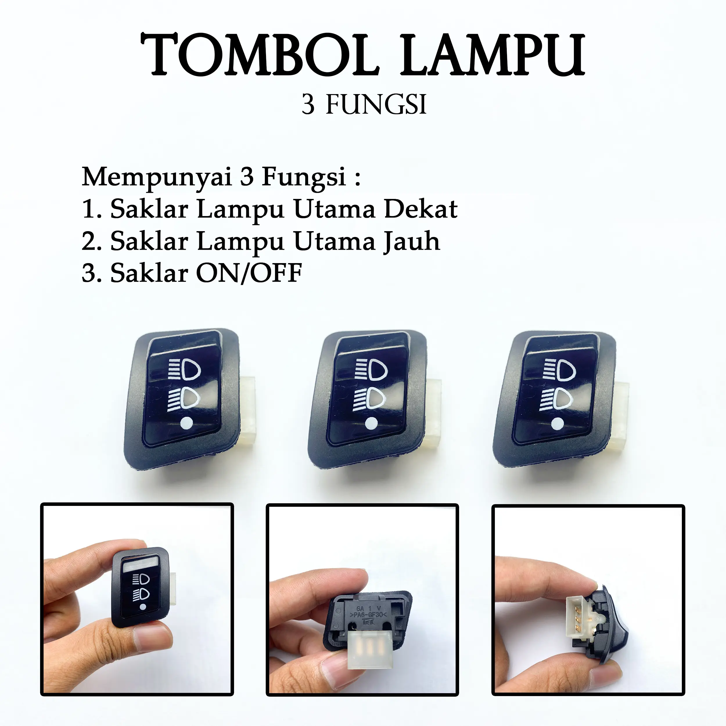 Tombol Saklar Motor Lampu Dim 3 Titik Beat F1 Pop Esp Scoopy Spacy Esp Vario 125 lama Revo Supra X 125 Motor
