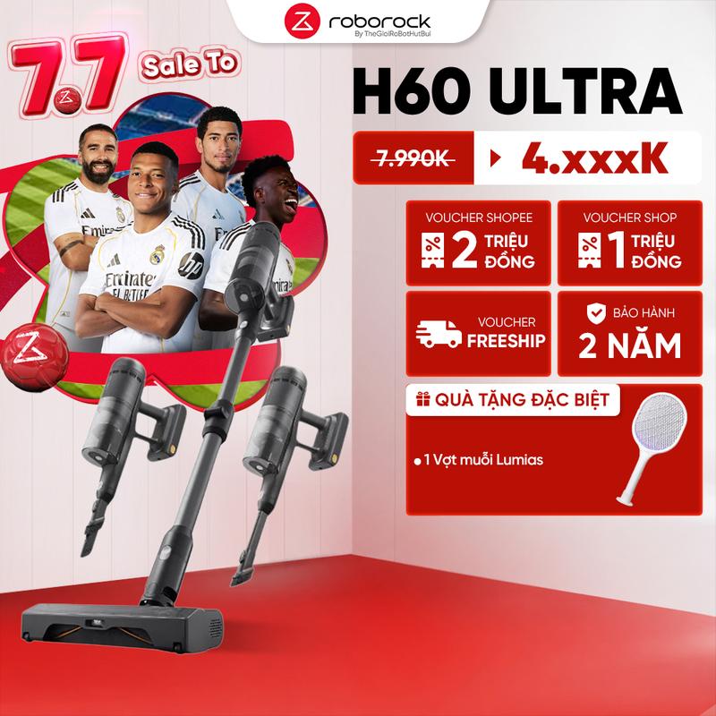 NO1 [ HOẢ TỐC ] Máy hút bụi cầm tay không dây Roborock H60 Ultra  Lực hút mạnh mẽ  Bộ đầu hút đa năng  Bảo hành  24 Tháng