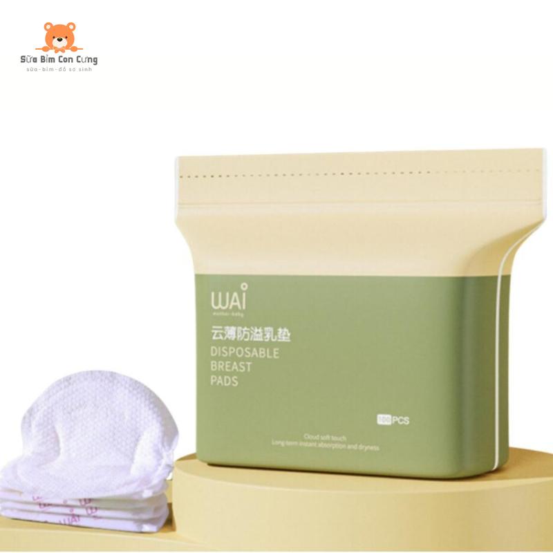 Miếng lót thấm sữa WAI siêu thấm chống tràn, túi 100 và 50 miếng cho mẹ bầu chính hãng