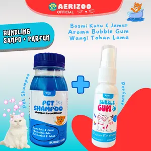 Aerizoo Paket Shampo & Parfum Anabul Bubblegum Series 2in1 Anti Kutu Jamur Aroma Bubble Gum Wangi Tahan Lama